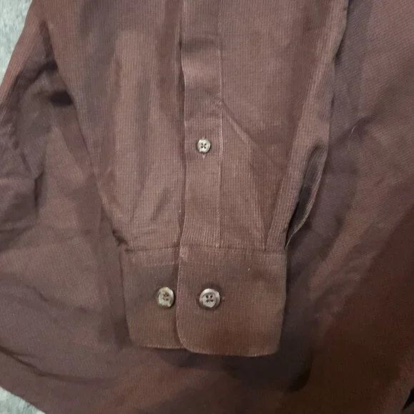 Perry Ellis Dress Shirt Button Up Pockets Men's 2X Long Sleeve Burgundy Red - Picture 6 of 12